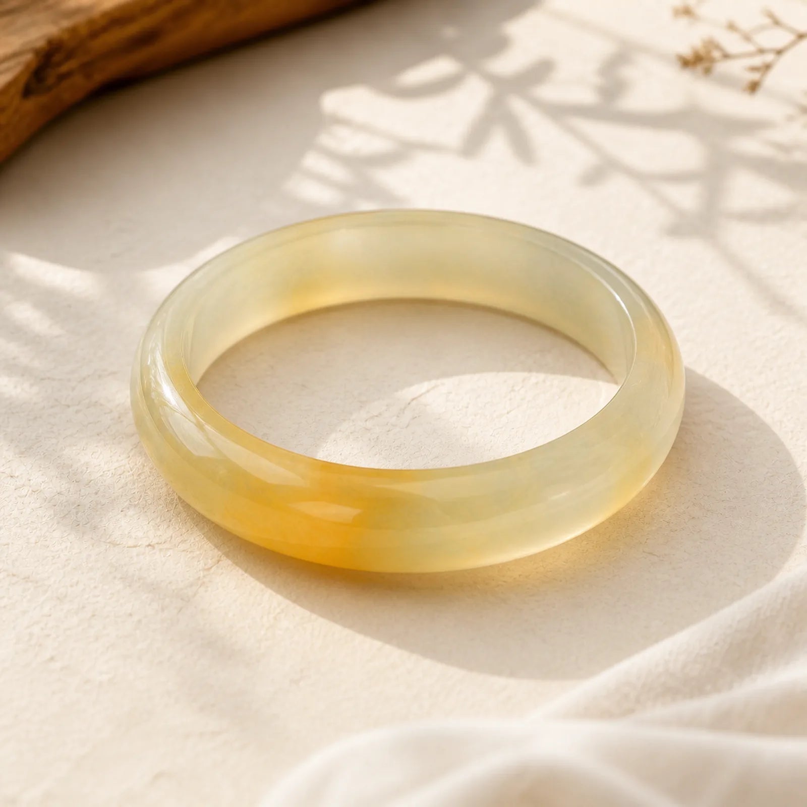 Natural Golden Silk Jade Luck Wealth Bracelet Bangle featuring Golden Silk Jade