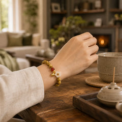 Natural Golden Tiger Eye Bell Flower Courage Bracelet featuring Tiger Eye