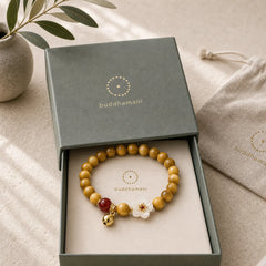 Natural Golden Tiger Eye Bell Flower Courage Bracelet featuring Tiger Eye