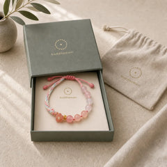 Natural Gradient Agate Reincarnation Knot Peach Blossom Wealth Luck Handmade String Bracelet featuring Red Agate
