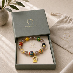 Natural Gray Agate Five Directions Gods of Wealth Om Mani Padme Hum Buddha Charm Bracelet featuring Gray Agate, Om Mani Padme Hum, Om