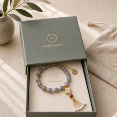 Natural Gray Agate Fu Character Pearl Tassel Balance Bracelet featuring Gray Agate, Fu Character, Pearl