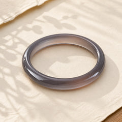 Natural Gray Chalcedony Harmony Bangle Bracelet featuring Chalcedony, Jade
