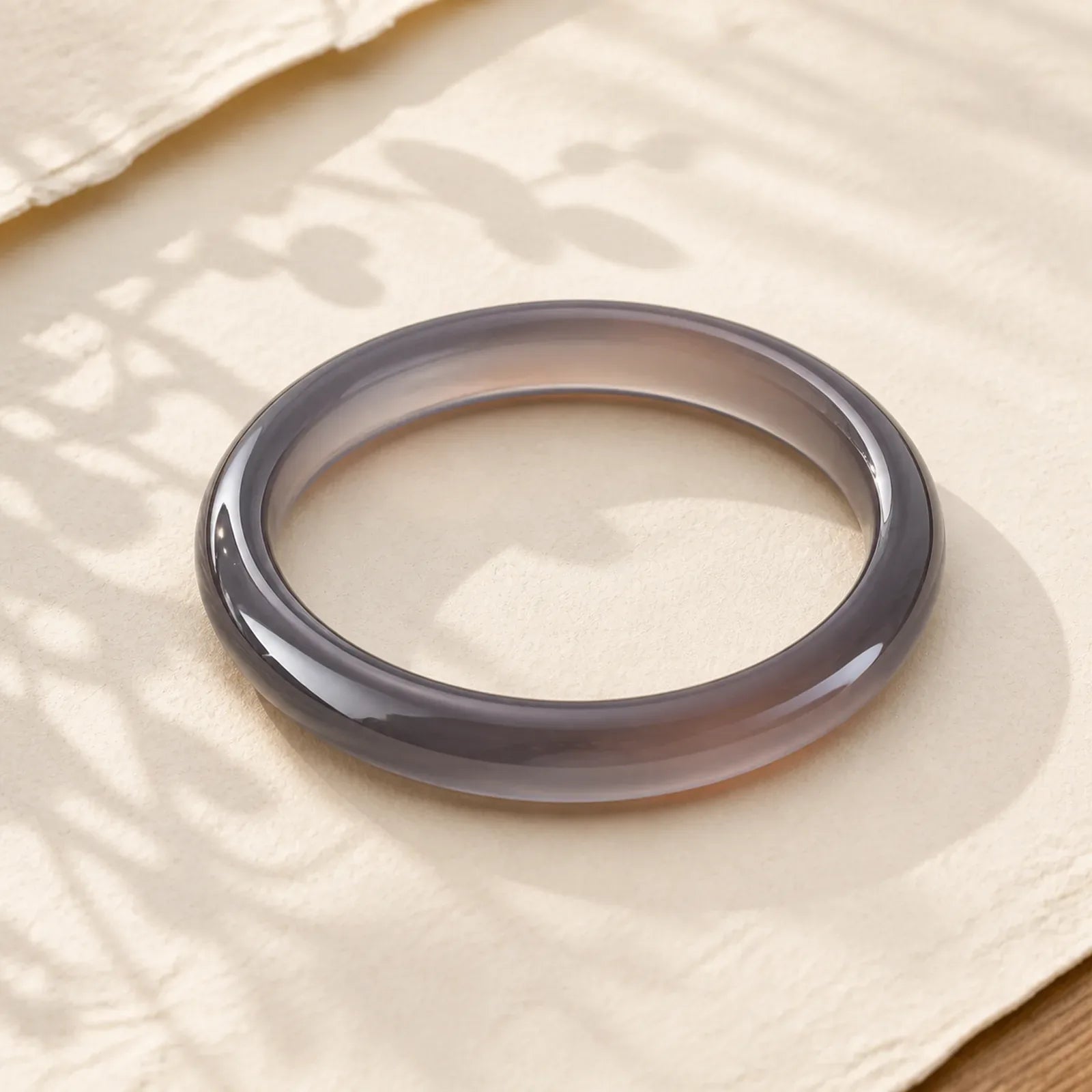 Natural Gray Chalcedony Harmony Bangle Bracelet featuring Chalcedony, Jade