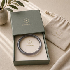 Natural Gray Chalcedony Harmony Bangle Bracelet featuring Chalcedony, Jade