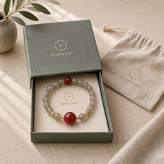 Natural Gray Chalcedony Red Agate Harmony Bracelet featuring Chalcedony, Red Agate, Jade