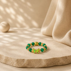 Natural Green Agate Bead Copper Butterfly Renewal Ring featuring Green Agate, Copper, Butterfly