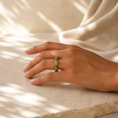 Natural Green Agate Bead Copper Butterfly Renewal Ring featuring Green Agate, Copper, Butterfly