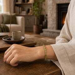 Natural Green Agate Faceted Rondelle Healing Bracelet featuring Green Agate
