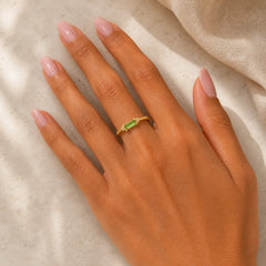 Natural Green Agate Square Bamboo Copper Adjustable Ring featuring Green Agate, Bamboo, Copper