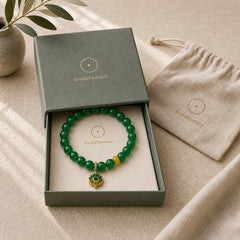 Natural Green Agate Yellow Agate Lotus Charm Success Beaded Bracelet featuring Green Agate, Yellow Agate, Lotus