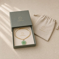 Natural Green Aventurine Five Petal Flower Positivity Necklace featuring Green Aventurine, Copper, Jade