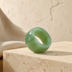 Natural Green Aventurine Wide Balance Ring featuring Green Aventurine