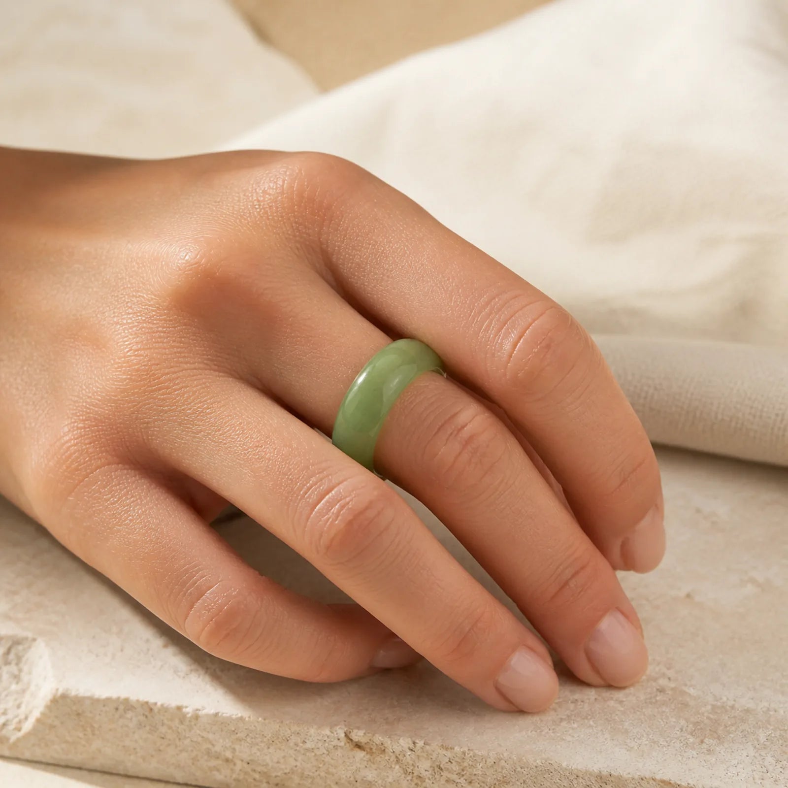 Natural Green Aventurine Wide Balance Ring featuring Green Aventurine
