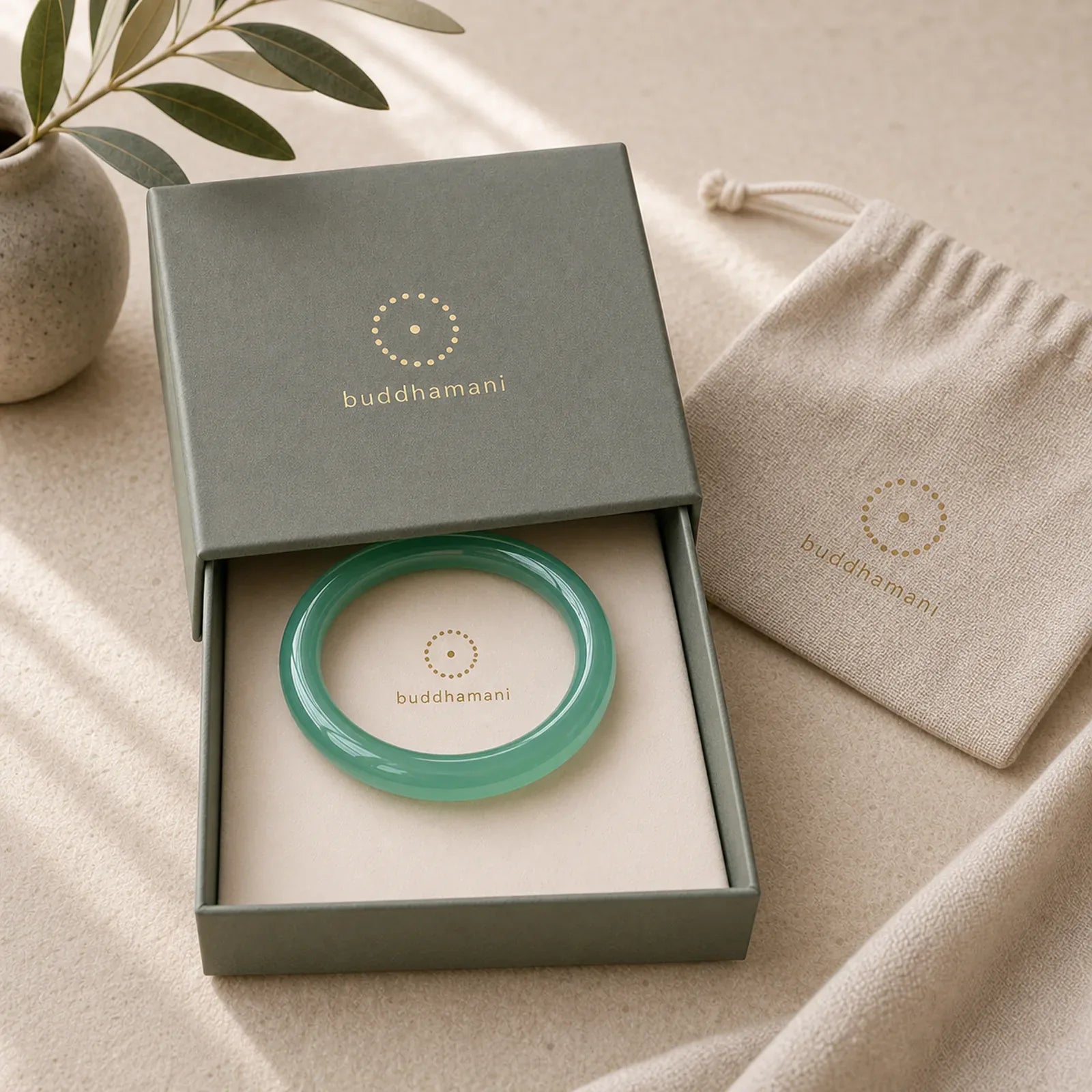 Natural Green Chalcedony Strength Bangle Bracelet featuring Green Chalcedony, Chalcedony, Jade