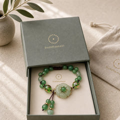 Natural Green Jade Luck Dangling Flower Bracelet featuring Green Jade, Jade, Cyan Jade