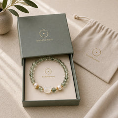 Natural Green Phantom Pearl Shell Cat Head Lucky Bracelet featuring Green Phantom, Pearl, Clear Quartz / White Crystal