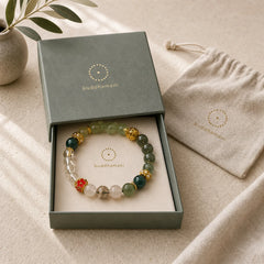 Natural Green Phantom White Crystal Jade Beads Lucky Bracelet featuring Green Phantom, Clear Quartz / White Crystal, Jade
