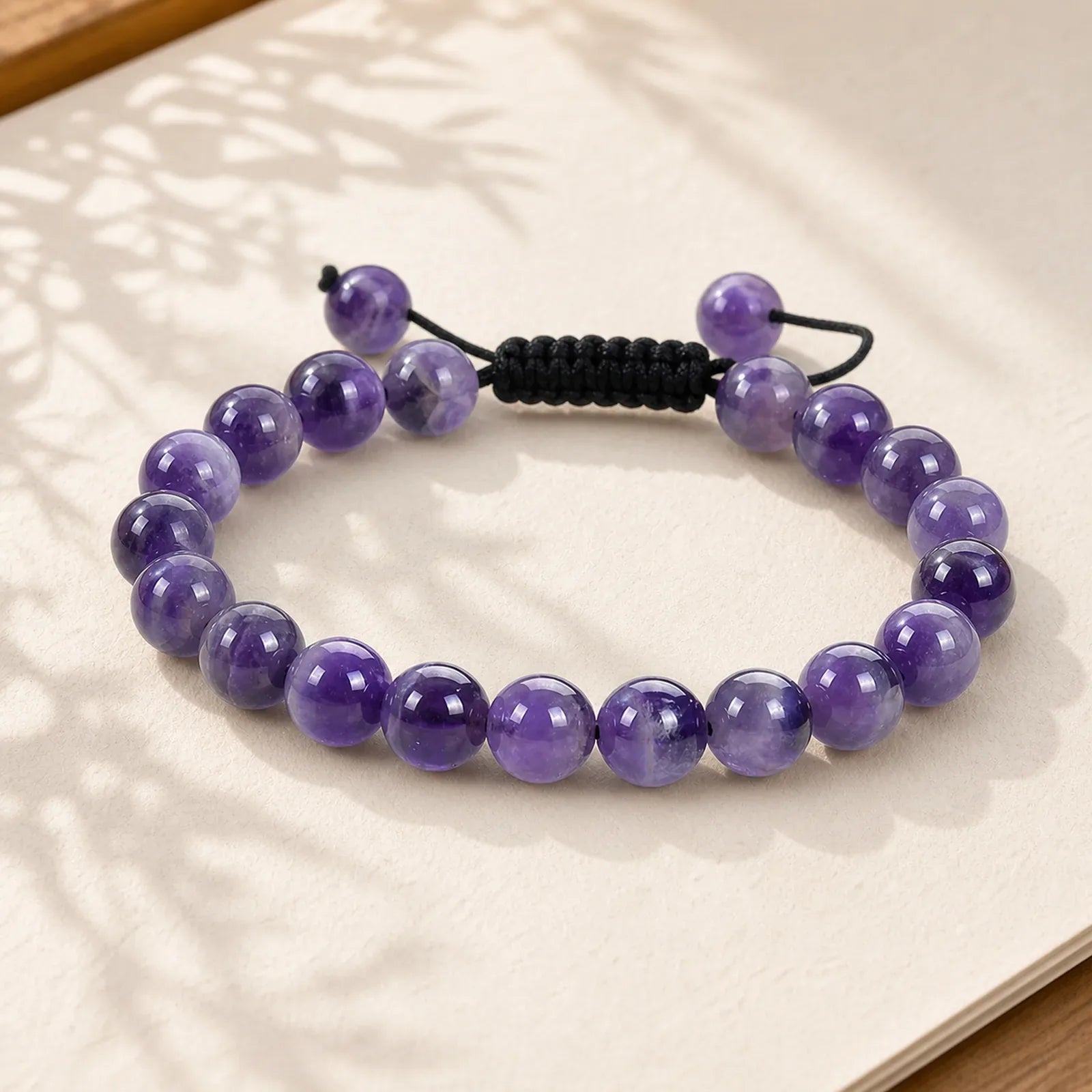 Natural Healing Power Gemstone Crystal Beads Unisex Adjustable Macrame Bracelet featuring Amethyst, Pink Crystal, Green Aventurine