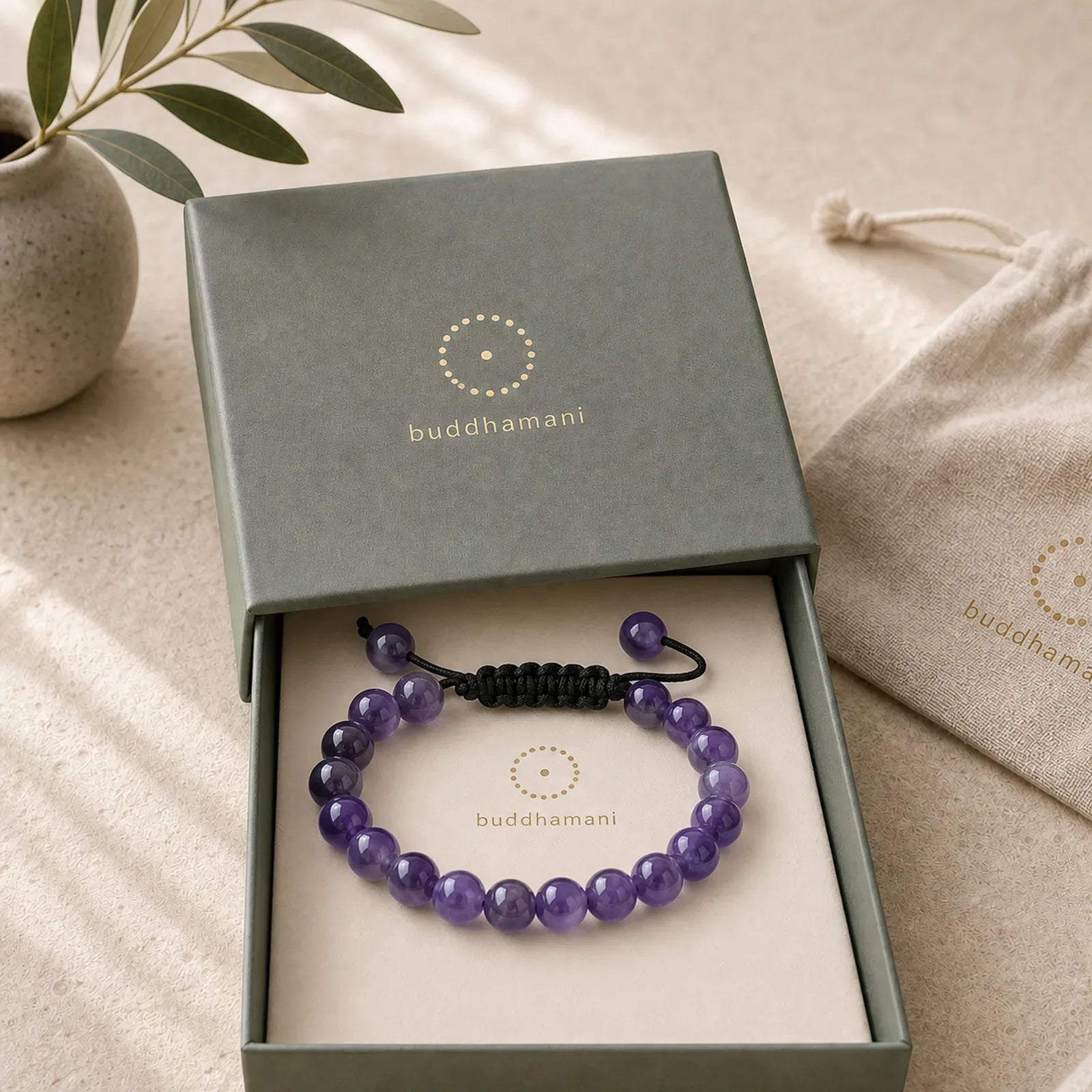Natural Healing Power Gemstone Crystal Beads Unisex Adjustable Macrame Bracelet featuring Amethyst, Pink Crystal, Green Aventurine