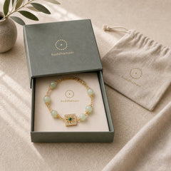 Natural Hetian Jade Bead Square Pattern Luck Chain Bracelet featuring Jade