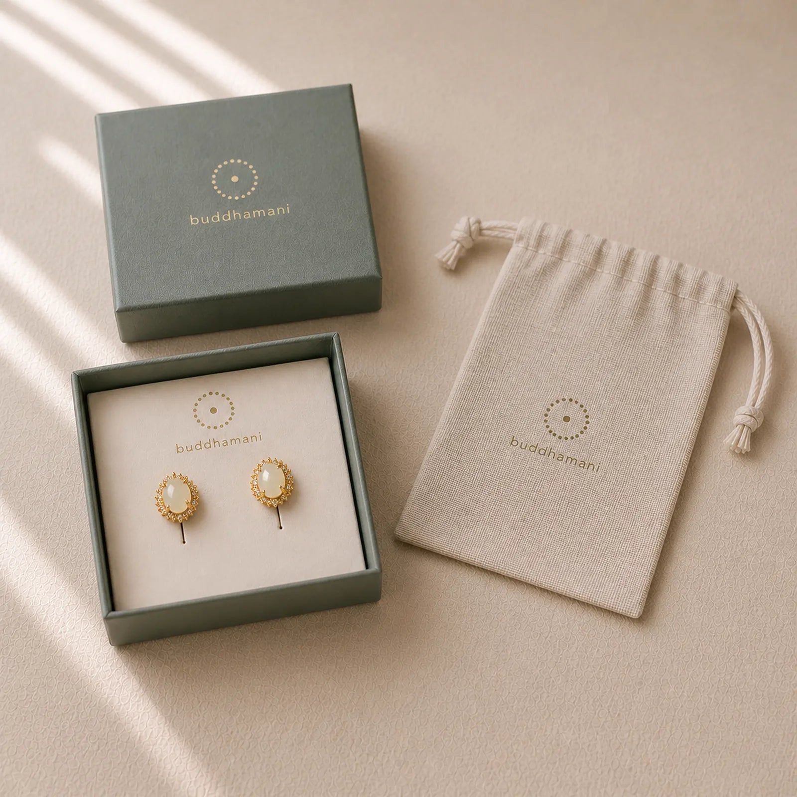Natural Hetian Jade Egg Copper Prosperity Earrings featuring Jade, Copper, Lotus