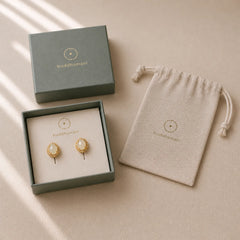 Natural Hetian Jade Egg Copper Prosperity Earrings featuring Jade, Copper, Lotus