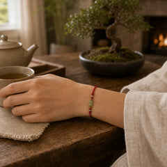Natural Hetian Jade Gourd Protection Luck Braided Bracelet Anklet featuring Jade, Red String, Cinnabar