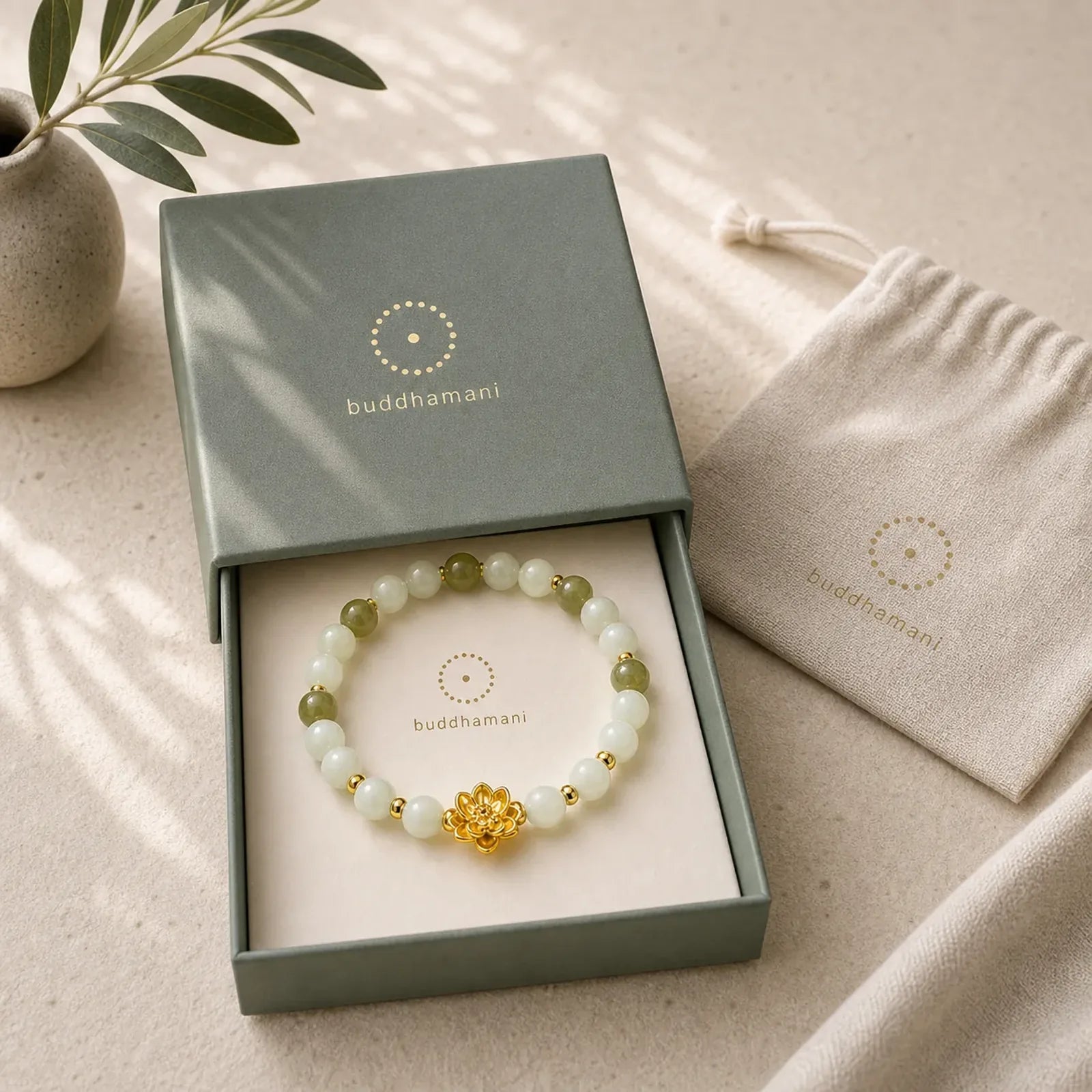 Natural Hetian Jade Gradient Lotus Abundance Bracelet featuring Jade, Lotus, Lotus Symbol