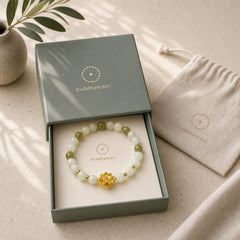 Natural Hetian Jade Gradient Lotus Abundance Bracelet featuring Jade, Lotus, Lotus Symbol