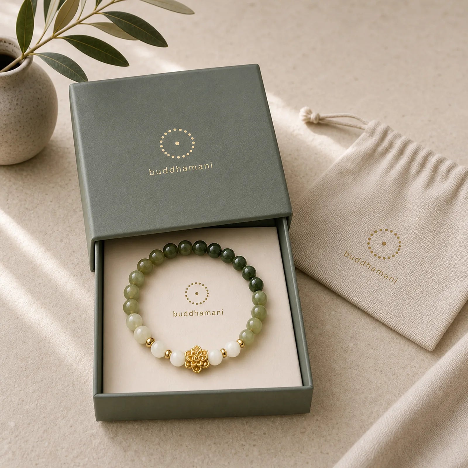 Natural Hetian Jade Gradient Lotus Abundance Bracelet featuring Jade, Lotus, Lotus Symbol