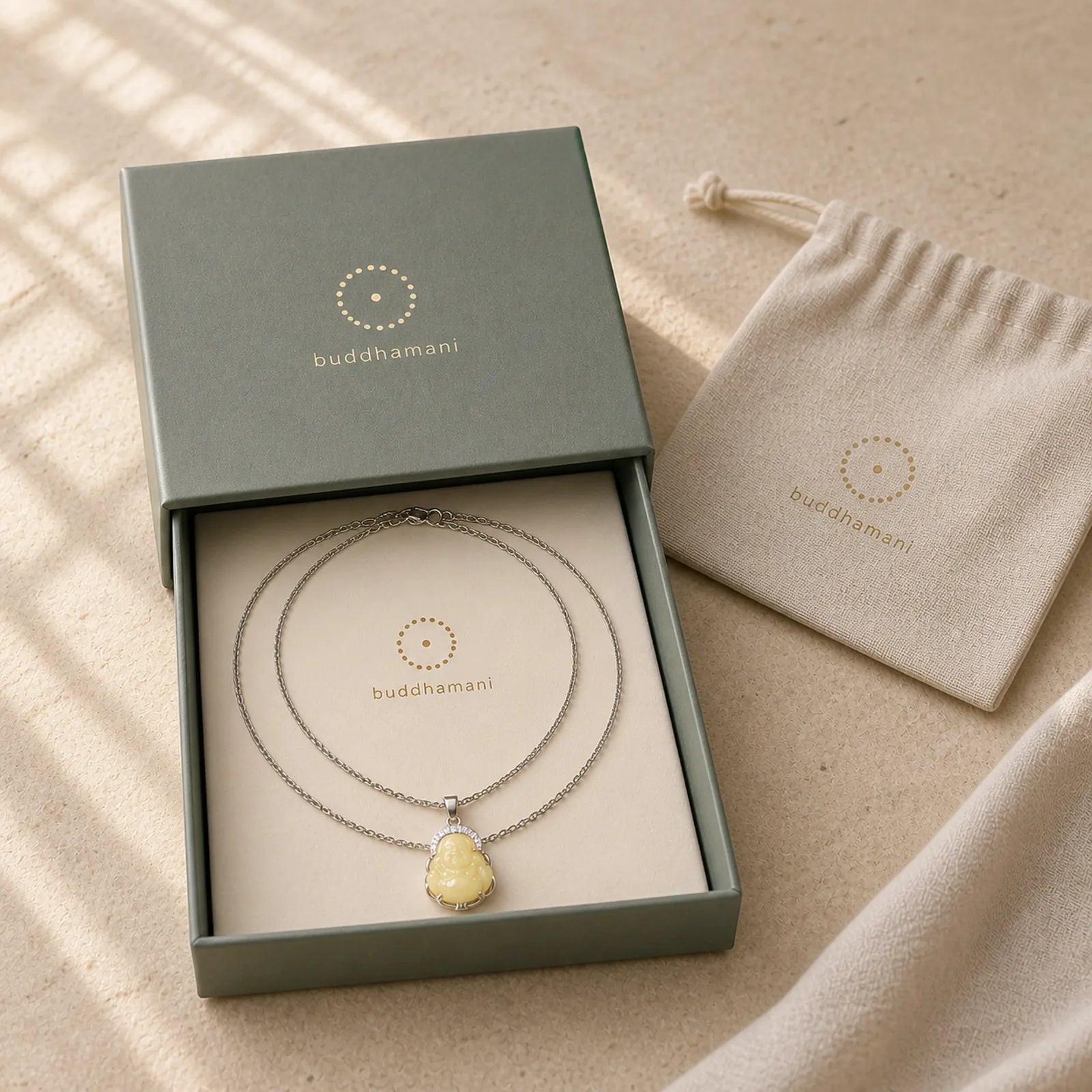 Natural Hetian Jade Laughing Buddha Abundance Necklace Pendant featuring Jade, Laughing Buddha