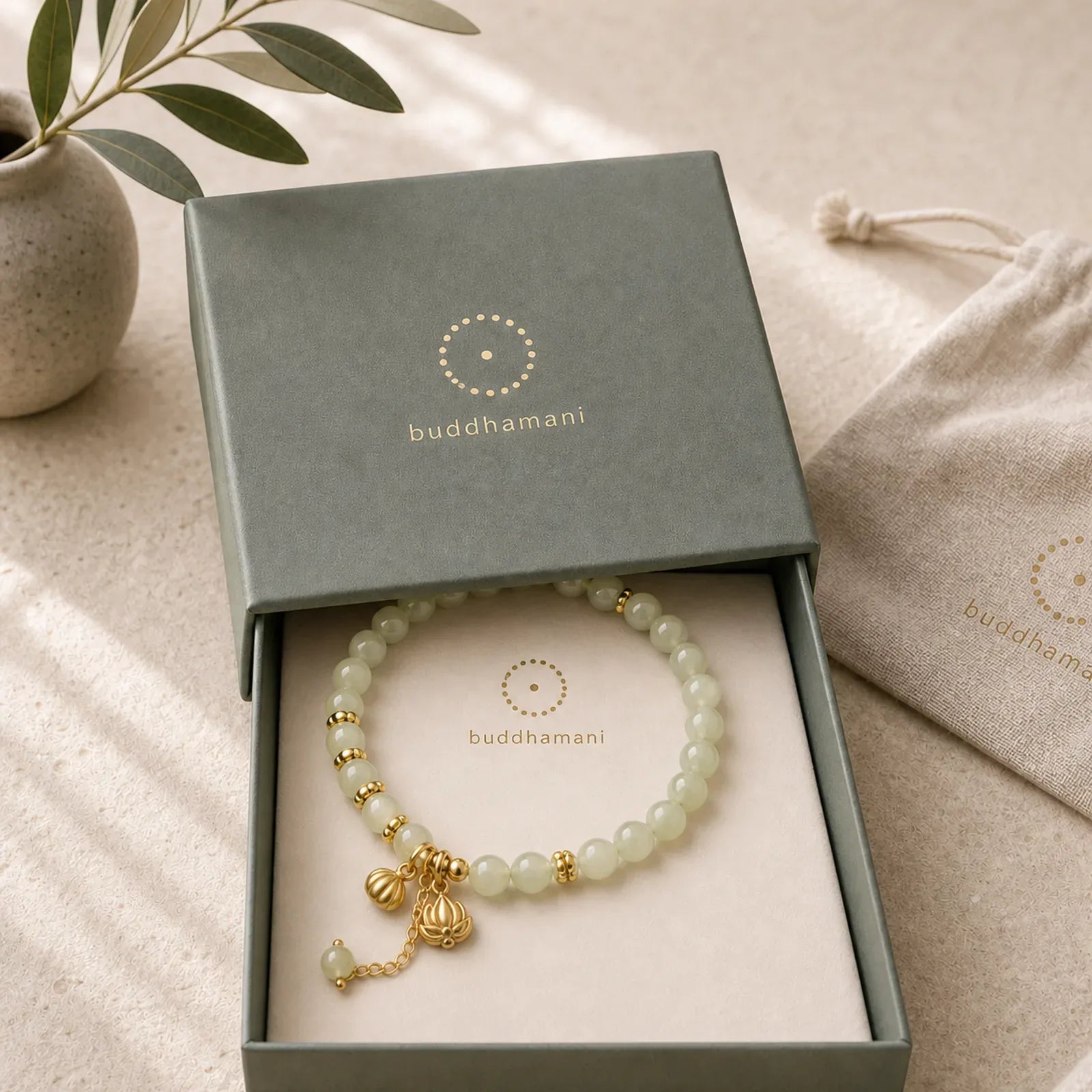 Natural Hetian Jade Lotus Luck Bracelet featuring Jade, Lotus, Lotus Symbol