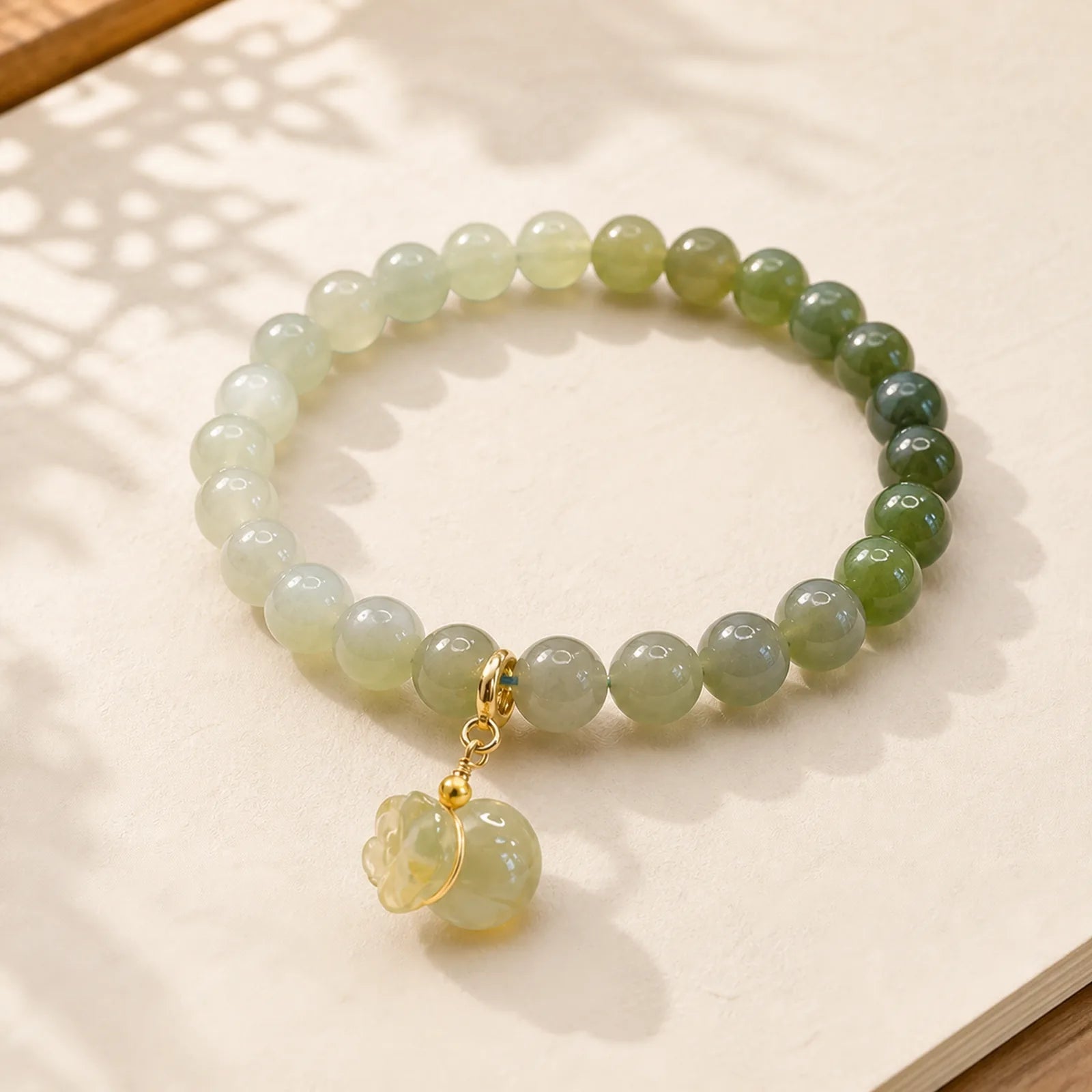 Natural Hetian Jade Money Bag Charm Bead Prosperity Bracelet featuring Jade