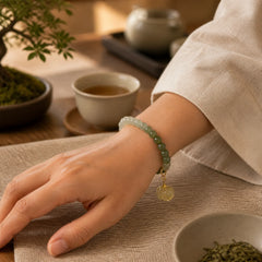 Natural Hetian Jade Money Bag Charm Bead Prosperity Bracelet featuring Jade