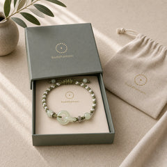 Natural Hetian Jade Peace Buckle Luck Braided Bracelet featuring Jade, Peace Buckle, Copper