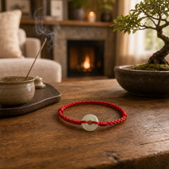 Natural Hetian Jade Peace Buckle Protection Luck Braided Bracelet Anklet featuring Jade, Peace Buckle, Copper