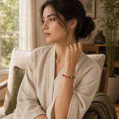 Natural Hetian Jade Peace Buckle Red String Protection Luck Bracelet featuring Jade, Peace Buckle, Red String