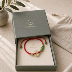 Natural Hetian Jade Peace Buckle Red String Protection Luck Bracelet featuring Jade, Peace Buckle, Red String