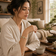 Natural Hetian Jade Pearl Peace Buckle Luck Bracelet featuring Jade, Pearl, Peace Buckle