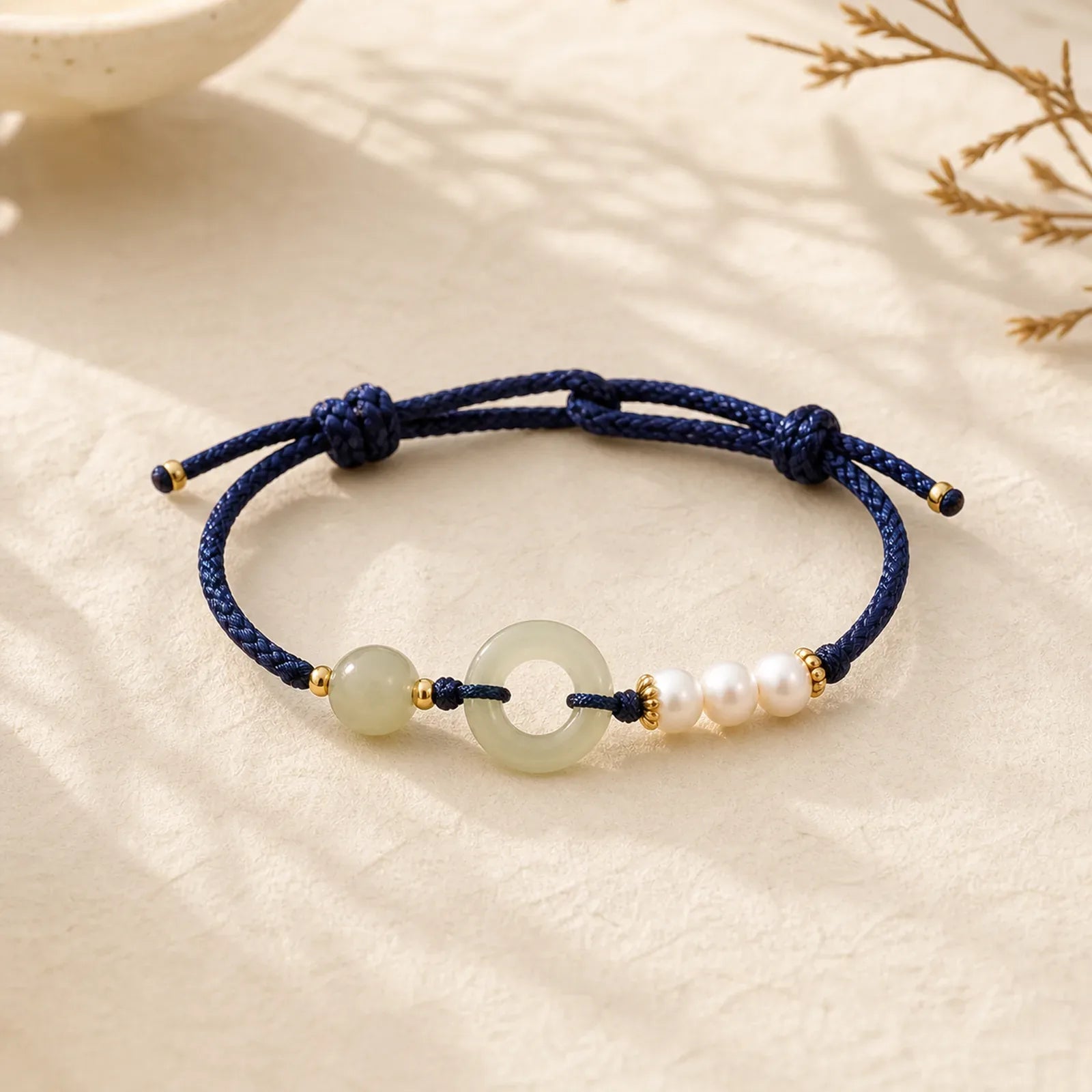 Natural Hetian Jade Pearl Peace Buckle Luck Bracelet (Extra 35% Off | USE CODE: FS35) featuring Jade, Pearl, Peace Buckle