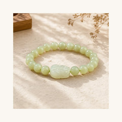 Natural Hetian Jade PiXiu Carved Luck Bracelet featuring Jade, Pixiu