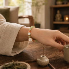Natural Hetian Jade Tridacna Stone Cat Paw Design Prosperity Bracelet featuring Jade, Tridacna Stone