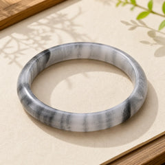 Natural Ink Color Golden Silk Jade Wealth Bracelet Bangle featuring Golden Silk Jade, Quartzite, Quartzite Jade