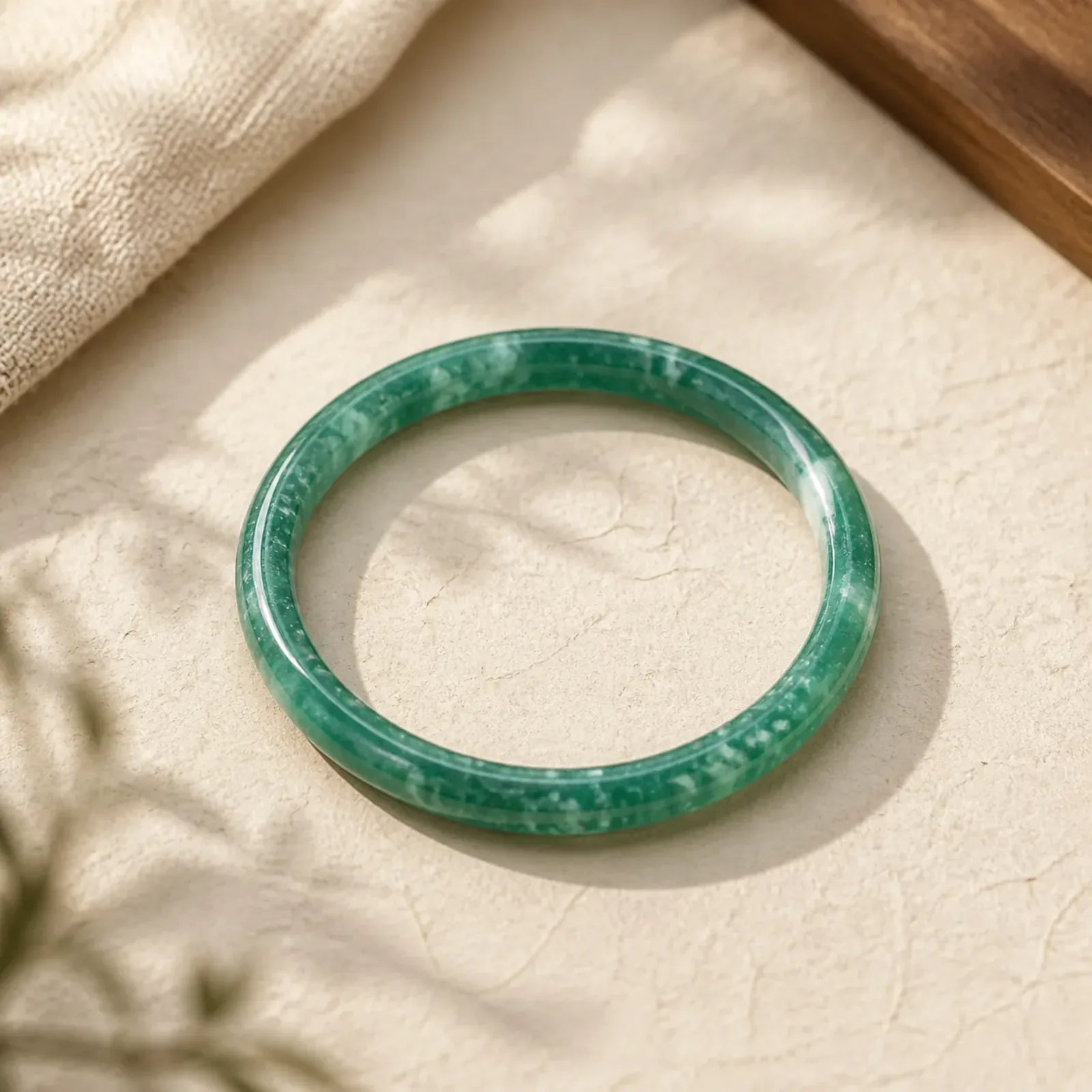 Natural Jade Abundance Thin Bracelet Bangle featuring Jade