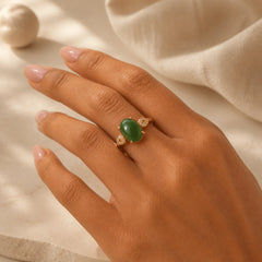 Natural Jade Adjustable Buckle Prosperity Ring featuring Jade