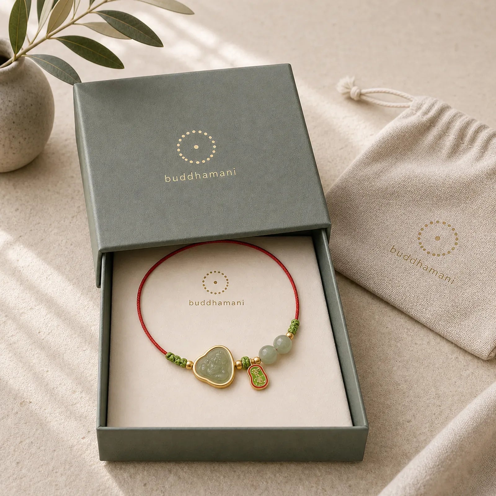 Natural Jade Buddha Abundance Red String Weave Bracelet (Extra 30% Off | USE CODE: FS30) featuring Jade, Red String, Buddha Symbol