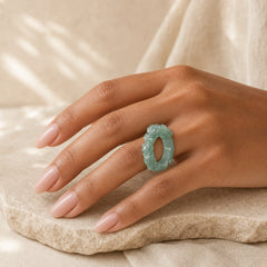 Natural Jade Dragon Success Ring featuring Jade, Dragon, The Phoenix