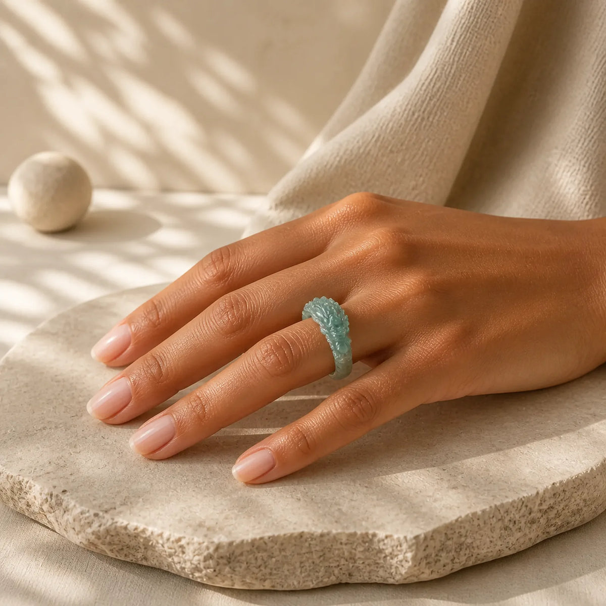 Natural Jade Dragon Success Ring featuring Jade, Dragon, The Phoenix