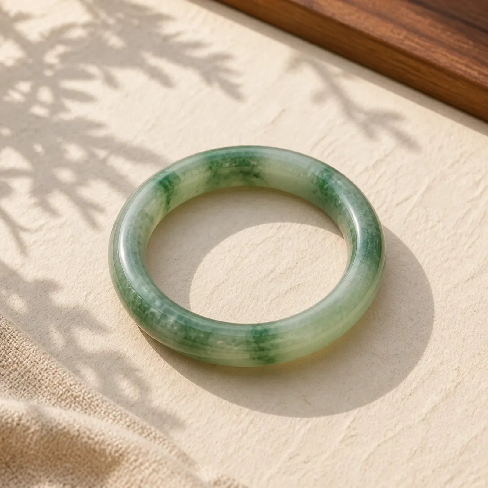 Natural Jade Fortune Blessing Bangle Bracelet featuring Jade